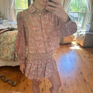 LOVESHACKFANCY SANSOM BLOUSE AND ANGUILLA SKIRT SET